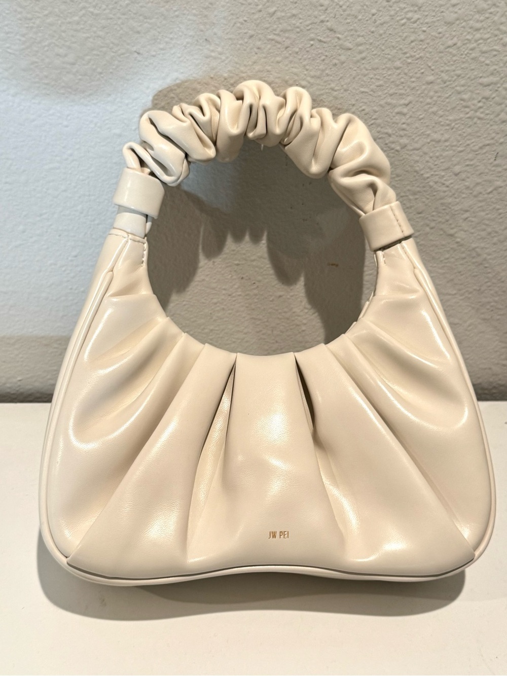 JW PEI Ivory Ruched-Handle Mini Shoulder Bag